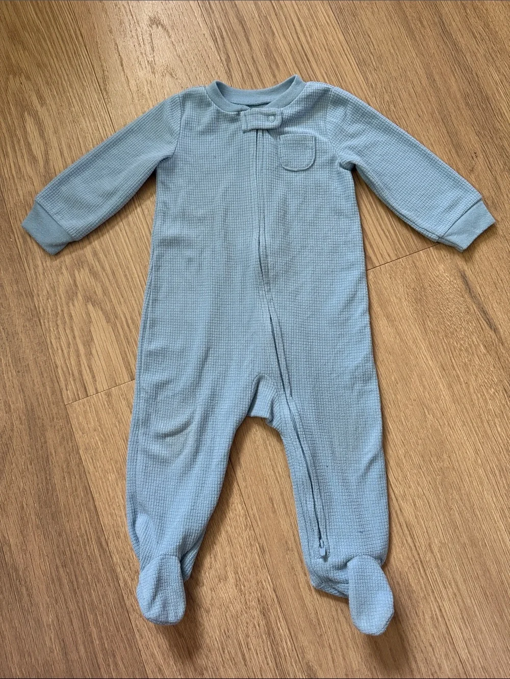 Carter's Light Blue Waffle Footed One-Piece Size 9 Months
